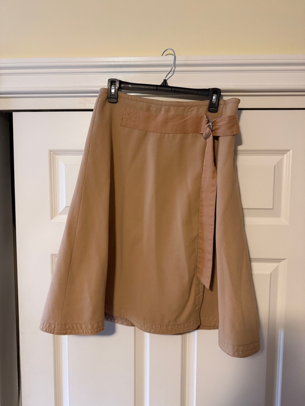 Ann Taylor Camel Wrap A-Line Skirt with Side Tie